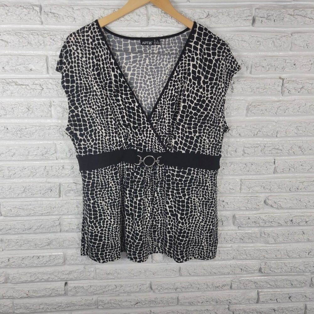 Apt 9 Womens Top Extra Large Sleeveless Black Animal Print Comfy ANI10E